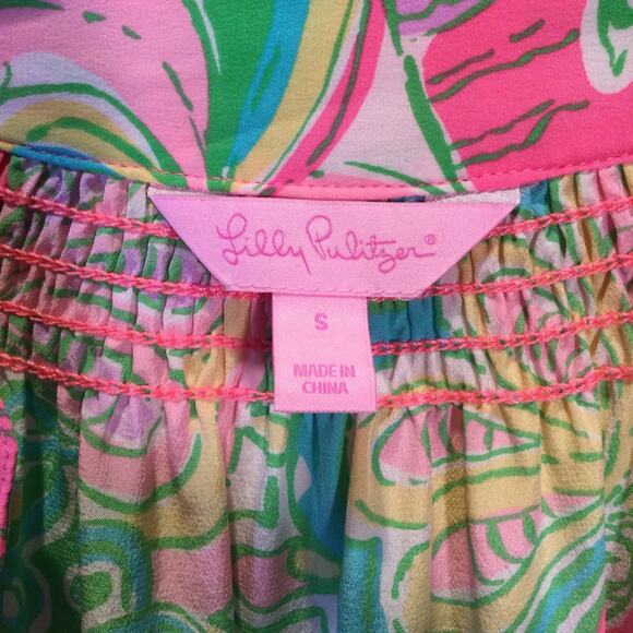 Lilly Pulitzer Elsa Silk Chin Chin Top S - Picture 3 of 5